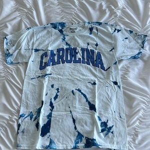 Carolina Tar Heels white with blue tie-dye T-shirt